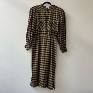 Vintage Francesca of Damon Starington Saks 100% Silk Secretary Brown Dress - siz
